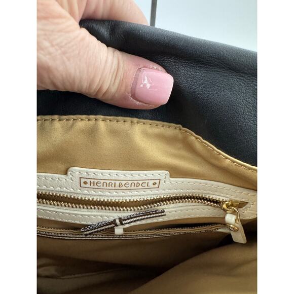 Henri Bendel West 57th Black Pebbled Leather Satchel / Crossbody Bag - Picture 7 of 11